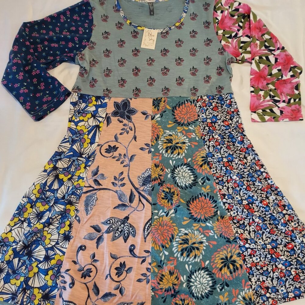 SALE! NWT Patchwork Baby Doll Mini Dress-Size Medium
